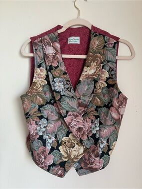 CALGARY MADE- Floral Tapestry Vest in Pink and Green